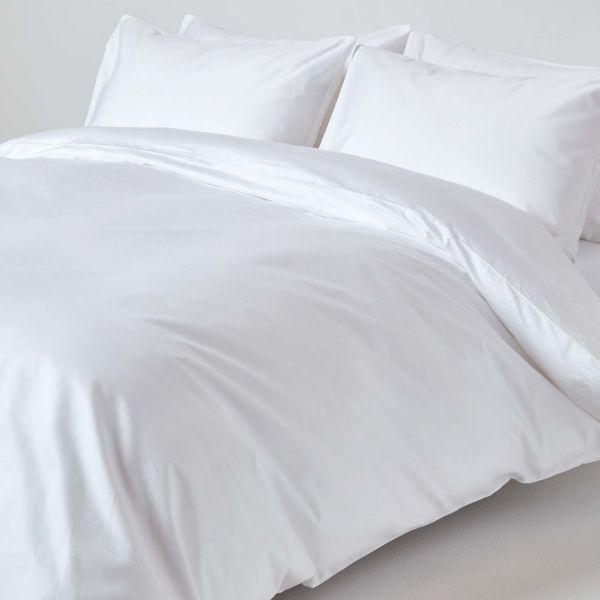 Triora Plain White Cotton Rich Percale Duvet Cover TC 200