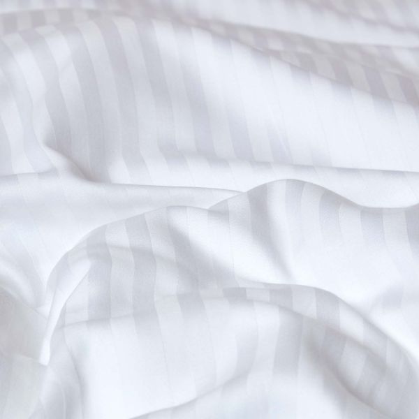 Milano White Cotton Rich 1/2" Satin Stripe Duvet Cover TC 250