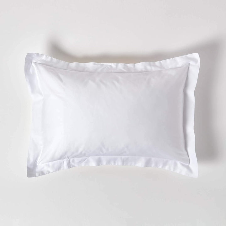 Eleganza Plain White 100% Cotton Percale Mock Oxford Pillowcase TC200