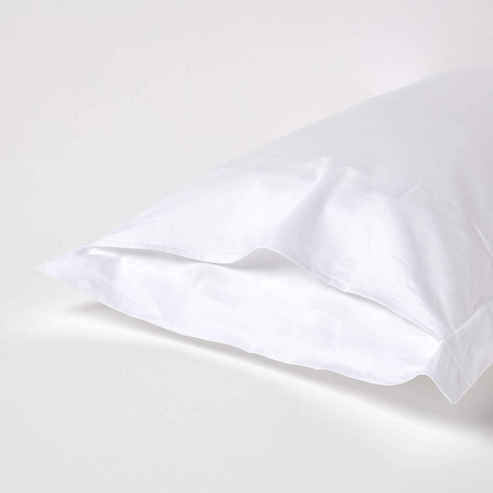 Eleganza Plain White 100% Cotton Percale Mock Oxford Pillowcase TC200