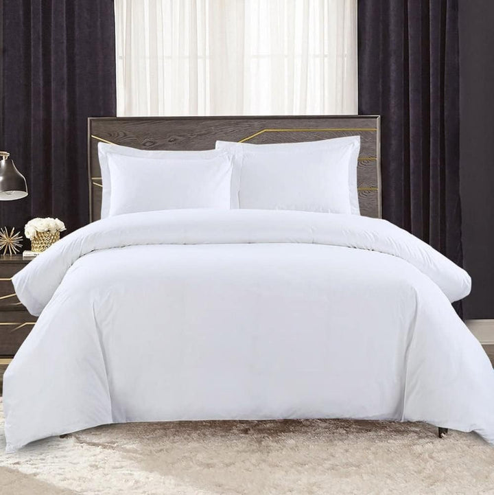 Eleganza Plain White 100% Cotton Percale Duvet Cover TC 200