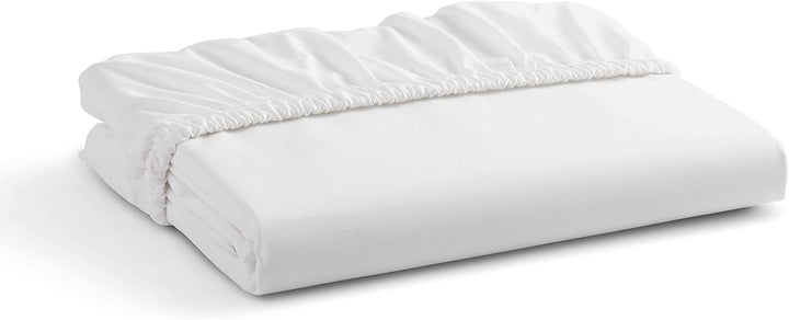 Eleganza Plain White 100% Cotton Percale Fitted Sheet TC 200