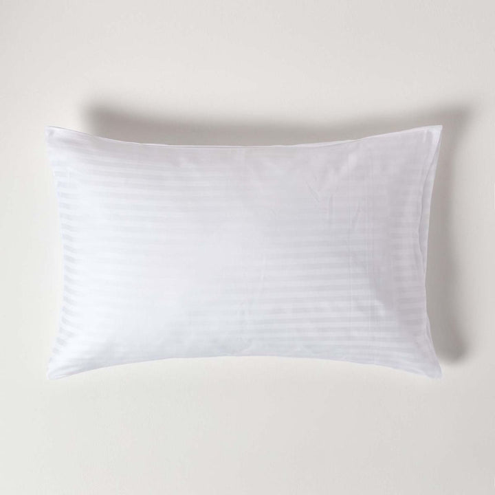 Milano White Satin Stripe Cotton Rich Housewife Pillowcase TC 250