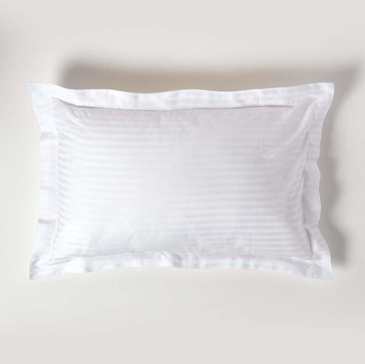 Milano White Satin Stripe Cotton Rich Mock Oxford Pillowcase TC 250