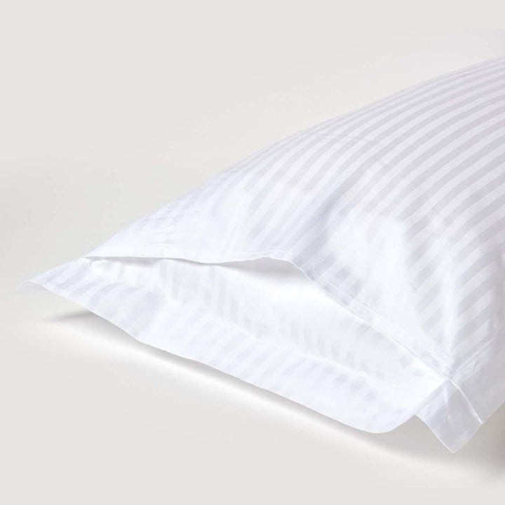 Milano White Satin Stripe Cotton Rich Mock Oxford Pillowcase TC 250