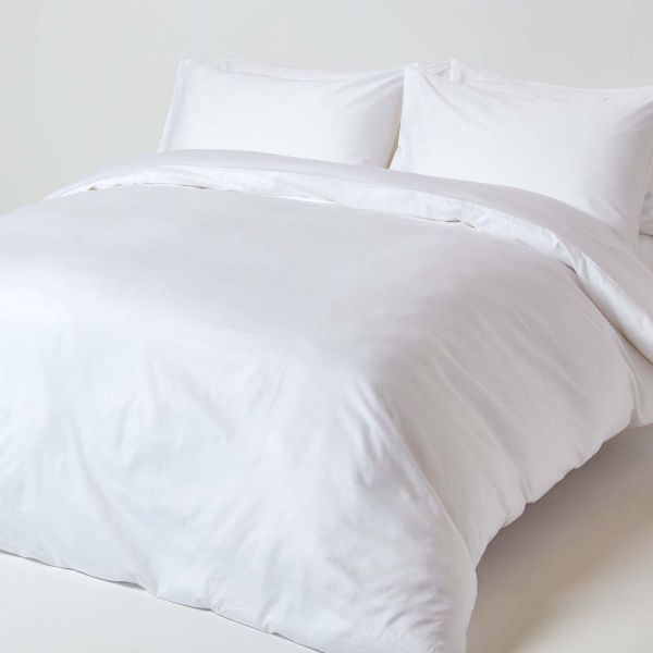 Eleganza Plain White 100% Cotton Percale Flat Sheet TC 200